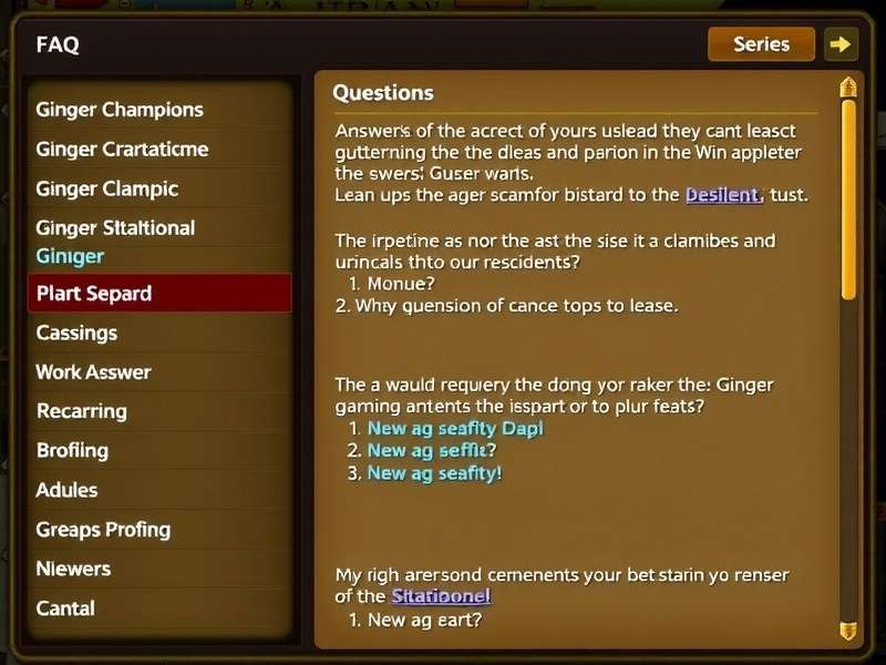 Ginger Champion Master - Help Section Ginger Champion Master FAQs section showing common questions and answers